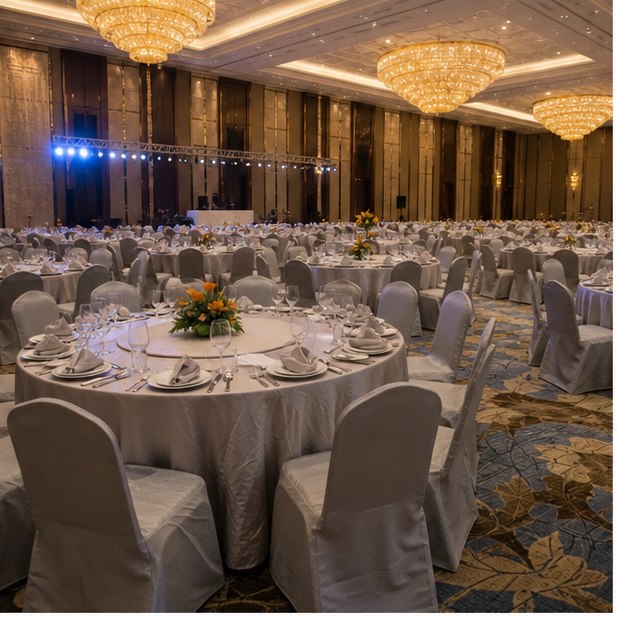 6ft Round Table Rental venue setup for Malaysia event furniture rental