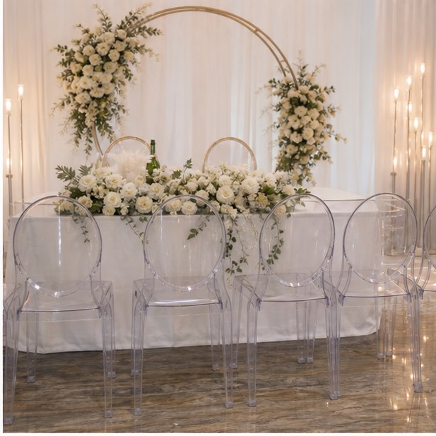 Acrylic Ghost Chair Rental event setup for Malaysia event furniture rental