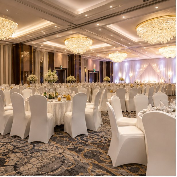 Chair Cover Rental venue setup for Malaysia event furniture rental