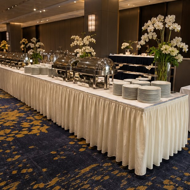 Table Skirting Rental event setup for Malaysia event furniture rental