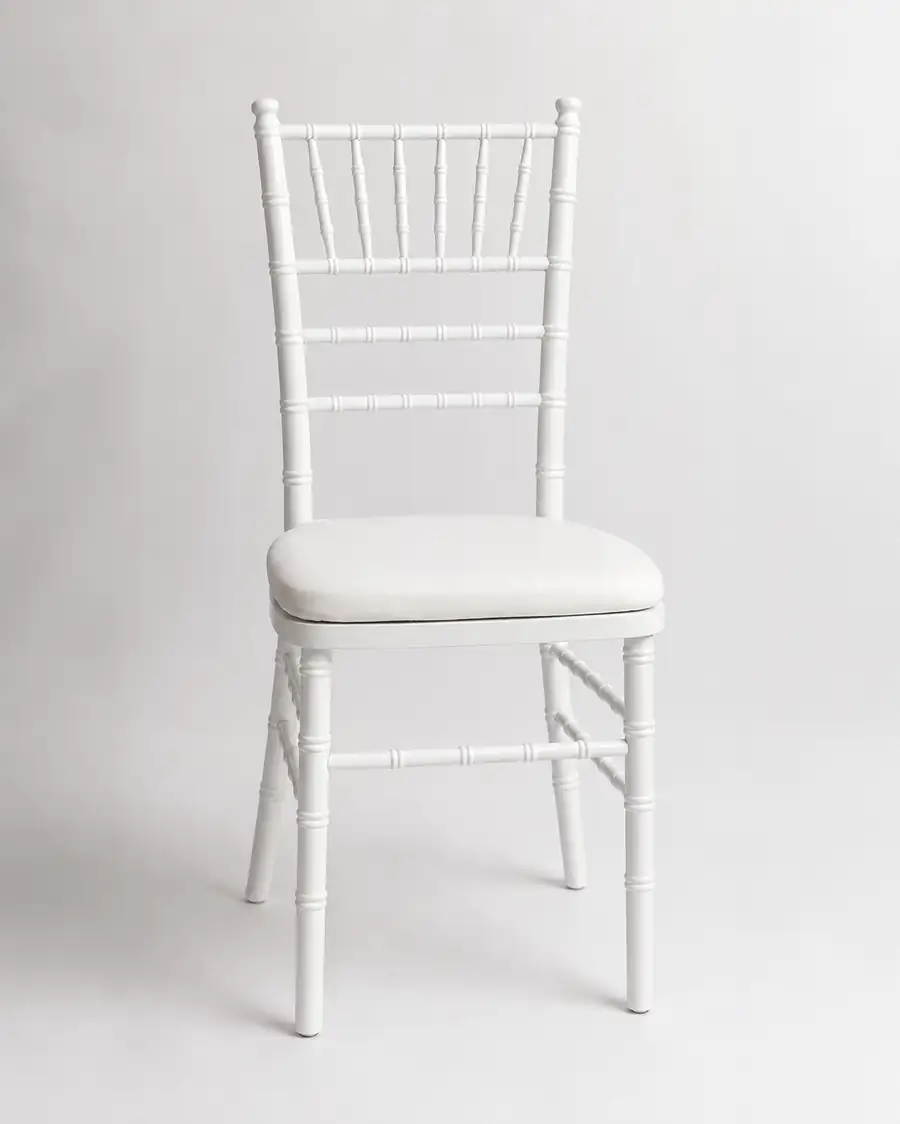 White Tiffany chair product photo with cushion